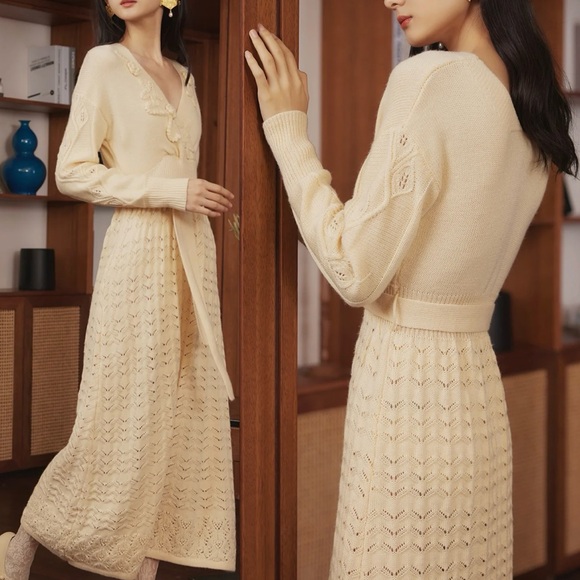 NWT Lacemade Vine Diary Cream Knitted Dress - Picture 1 of 6